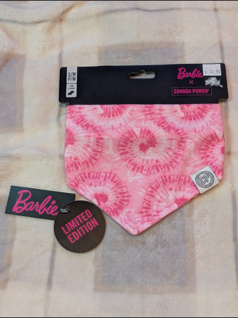 Canada Pooch, Barbie Pink Tie-Dye Bandana For Dogs,Size Small/Medium